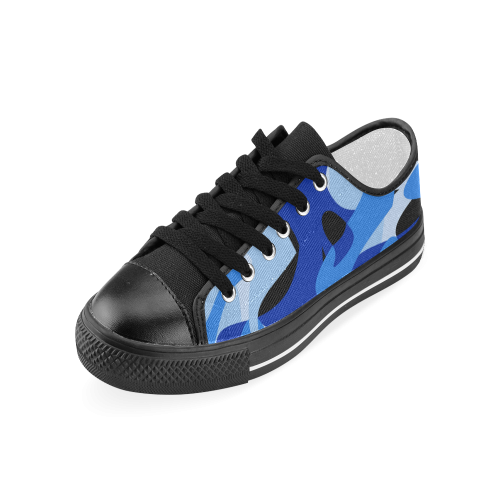A201 Abstract Shades of Blue and Black Women's Classic Canvas Shoes (Model 018)