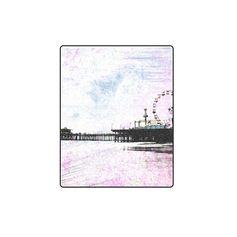 Pink Grunge Santa Monica Pier Blanket 40"x50"