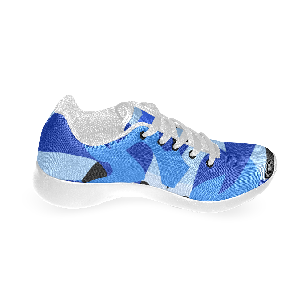 A201 Abstract Shades of Blue and Black Men’s Running Shoes (Model 020)