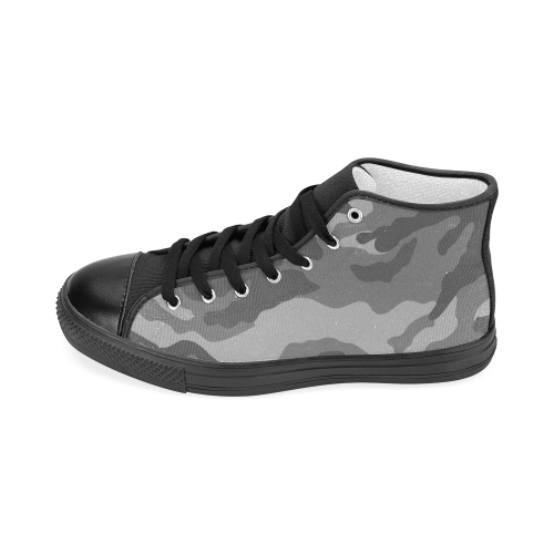 Woodland Camo Standard black and white Men’s Classic High Top Canvas Shoes (Model 017)