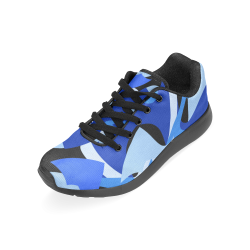 A201 Abstract Shades of Blue and Black Women’s Running Shoes (Model 020)