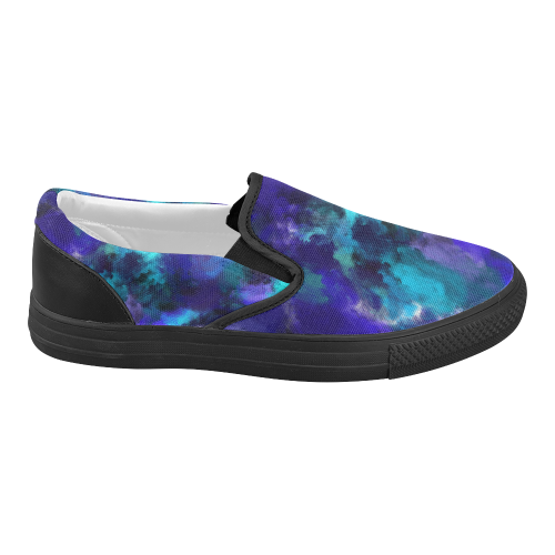 Midnight Storm Oil Painting Women's Slip-on Canvas Shoes (Model 019)