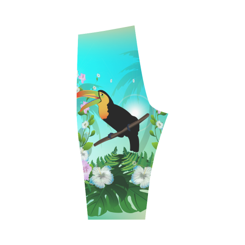 Cute toucan with flowers Hestia Cropped Leggings (Model L03)