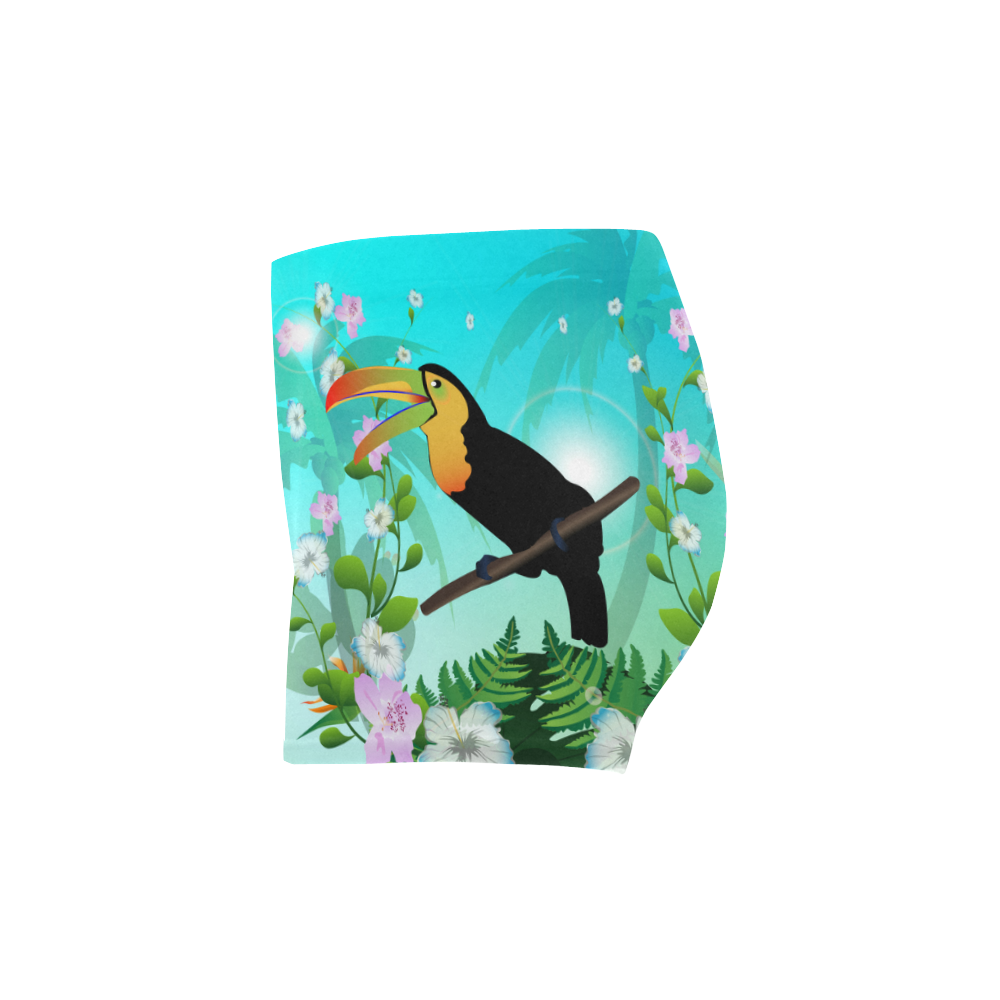 Cute toucan with flowers Briseis Skinny Shorts (Model L04)
