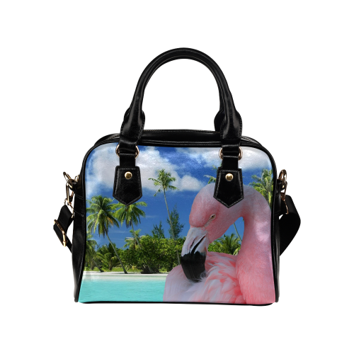 Flamingo and Beach Shoulder Handbag (Model 1634)