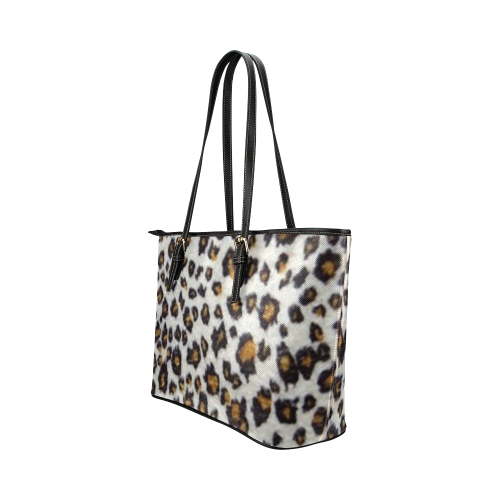 Leopard Print Leather Tote Bag/Large (Model 1651)