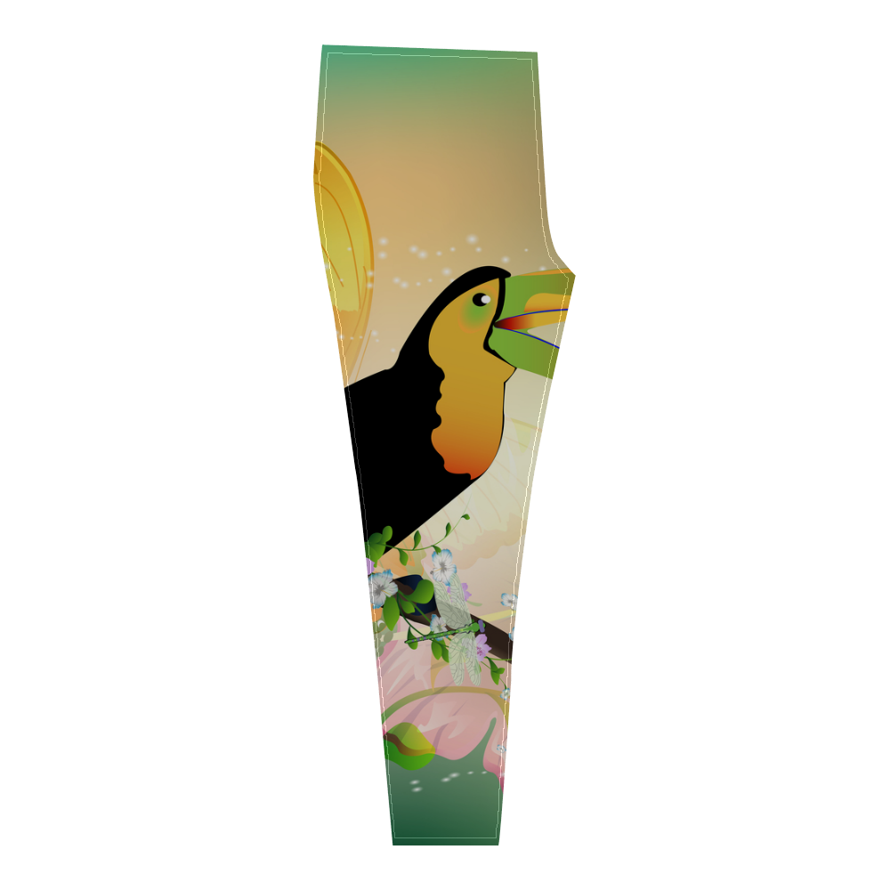 Funny toucan with flowers Cassandra Women's Leggings (Model L01)
