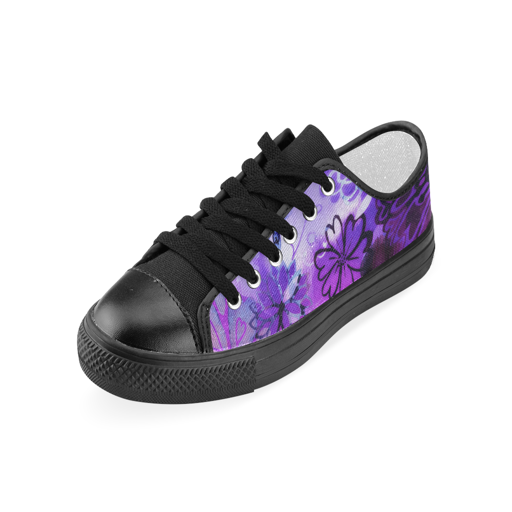 Urban Purple Flowers Women's Classic Canvas Shoes (Model 018)