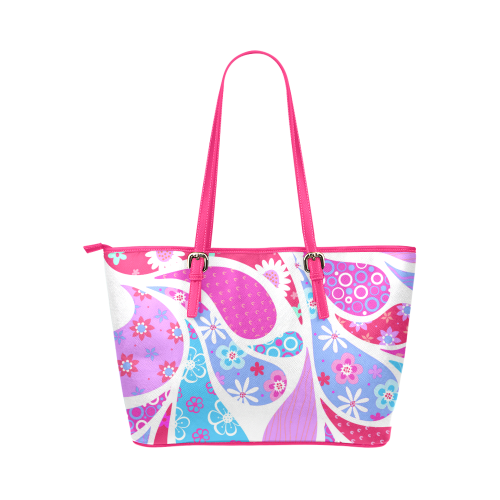 Paisley Drops Leather Tote Bag/Large (Model 1651)