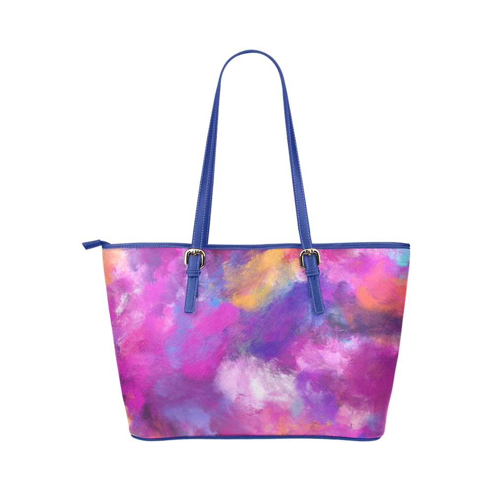 Color Storm Oil Painting Leather Tote Bag/Small (Model 1651)
