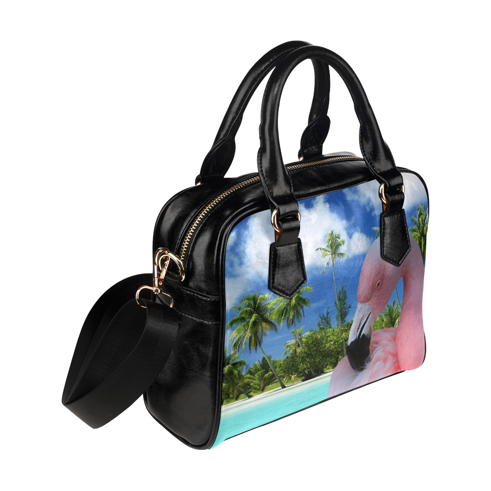 Flamingo and Beach Shoulder Handbag (Model 1634)