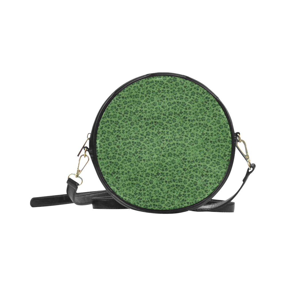 Vintage Flowers Ivy Green Round Sling Bag (Model 1647)