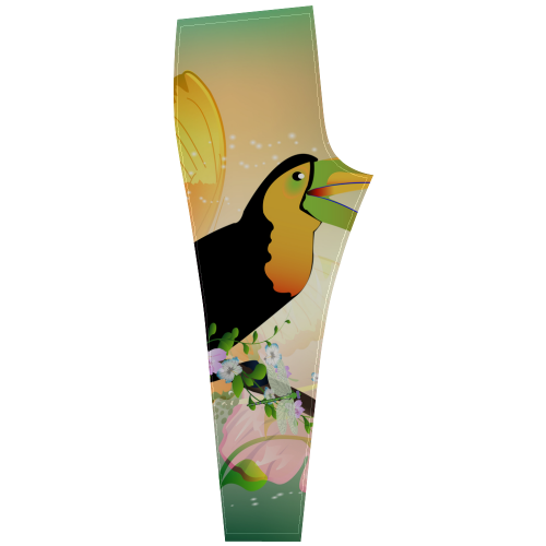 Funny toucan with flowers Cassandra Women's Leggings (Model L01)