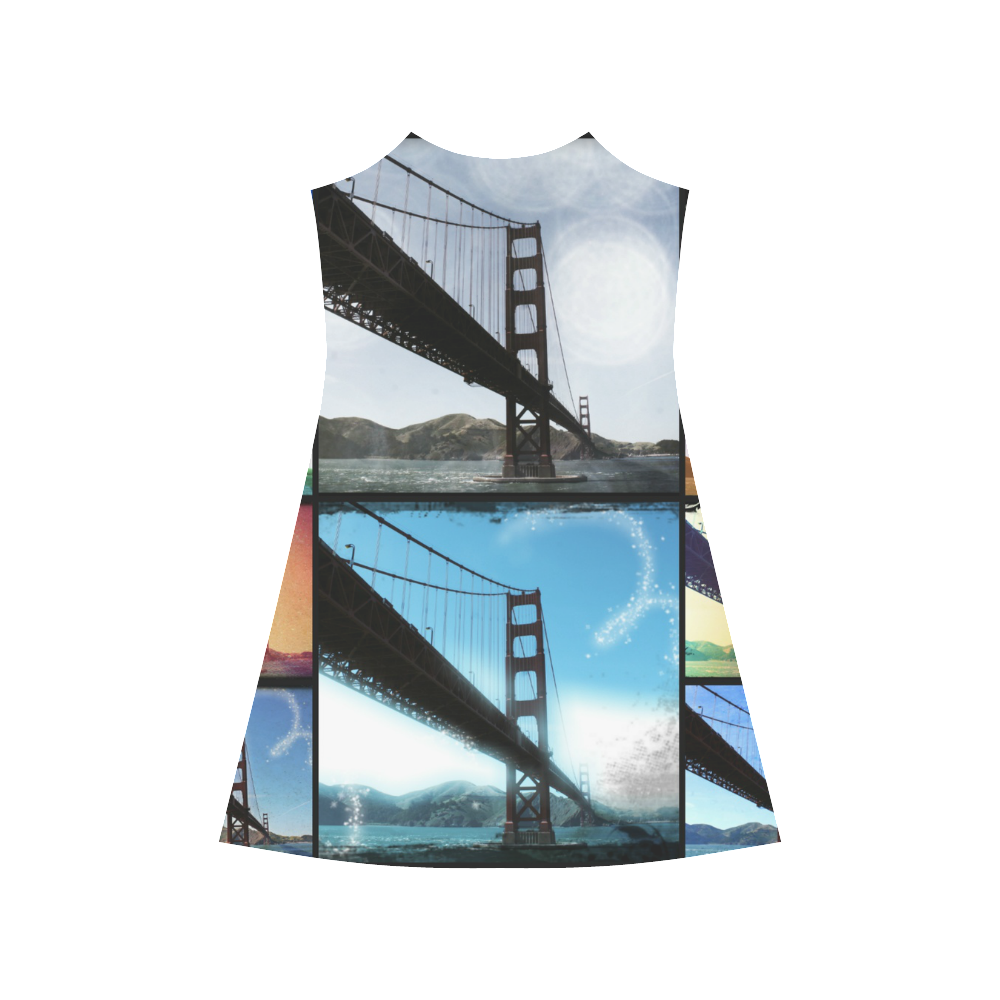 Golden Gate Bridge Collage Alcestis Slip Dress (Model D05)