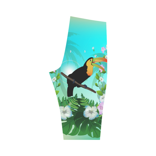 Cute toucan with flowers Hestia Cropped Leggings (Model L03)