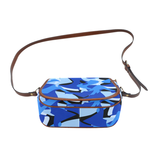 A201 Abstract Shades of Blue and Black Saddle Bag/Small (Model 1649) Full Customization