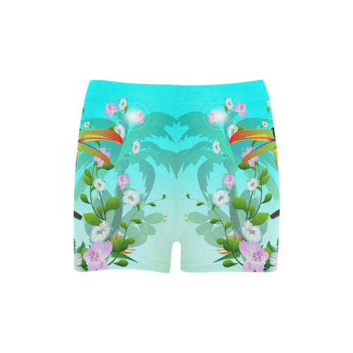 Cute toucan with flowers Briseis Skinny Shorts (Model L04)