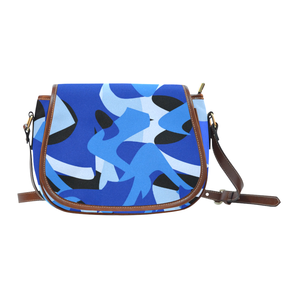 A201 Abstract Shades of Blue and Black Saddle Bag/Large (Model 1649)