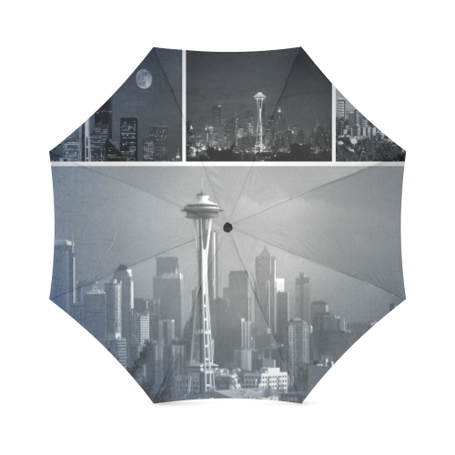 Grey Seattle Space Needle Collage Foldable Umbrella (Model U01)