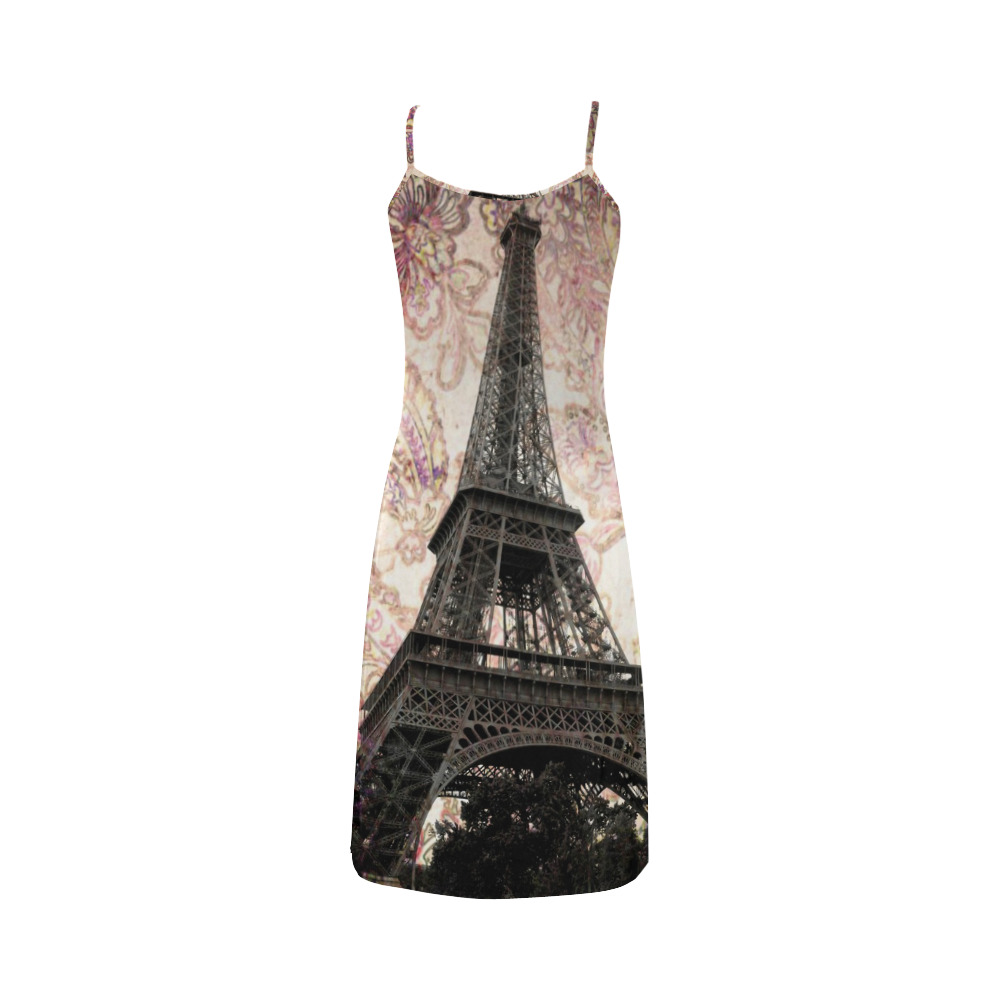 Floral Eiffel Tower Alcestis Slip Dress (Model D05)