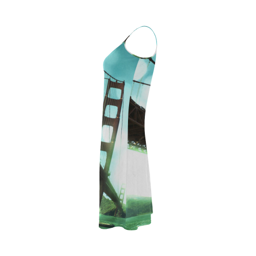 Green Bokeh Golden Gate Bridge Alcestis Slip Dress (Model D05)
