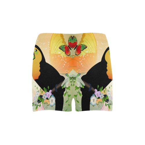 Funny toucan with flowers Briseis Skinny Shorts (Model L04)