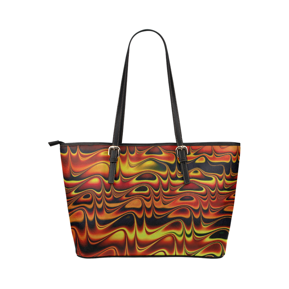 Firery Stripes Pillow Leather Tote Bag/Small (Model 1651)