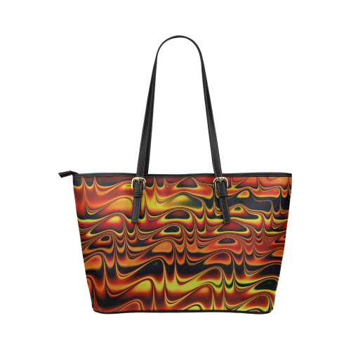 Firery Stripes Pillow Leather Tote Bag/Small (Model 1651)