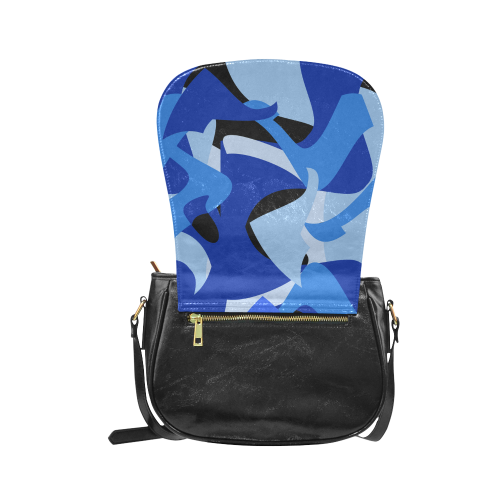 A201 Abstract Shades of Blue and Black Classic Saddle Bag/Small (Model 1648)