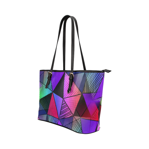 Modern Triangles Leather Tote Bag/Small (Model 1651)