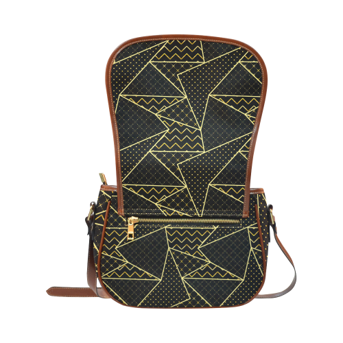 Golden Quilted Pattern Saddle Bag/Large (Model 1649)