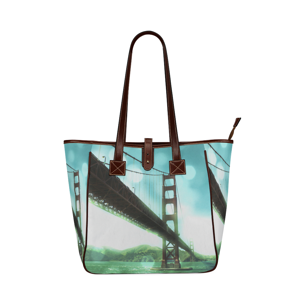 Green Bokeh Golden Gate Bridge Classic Tote Bag (Model 1644)