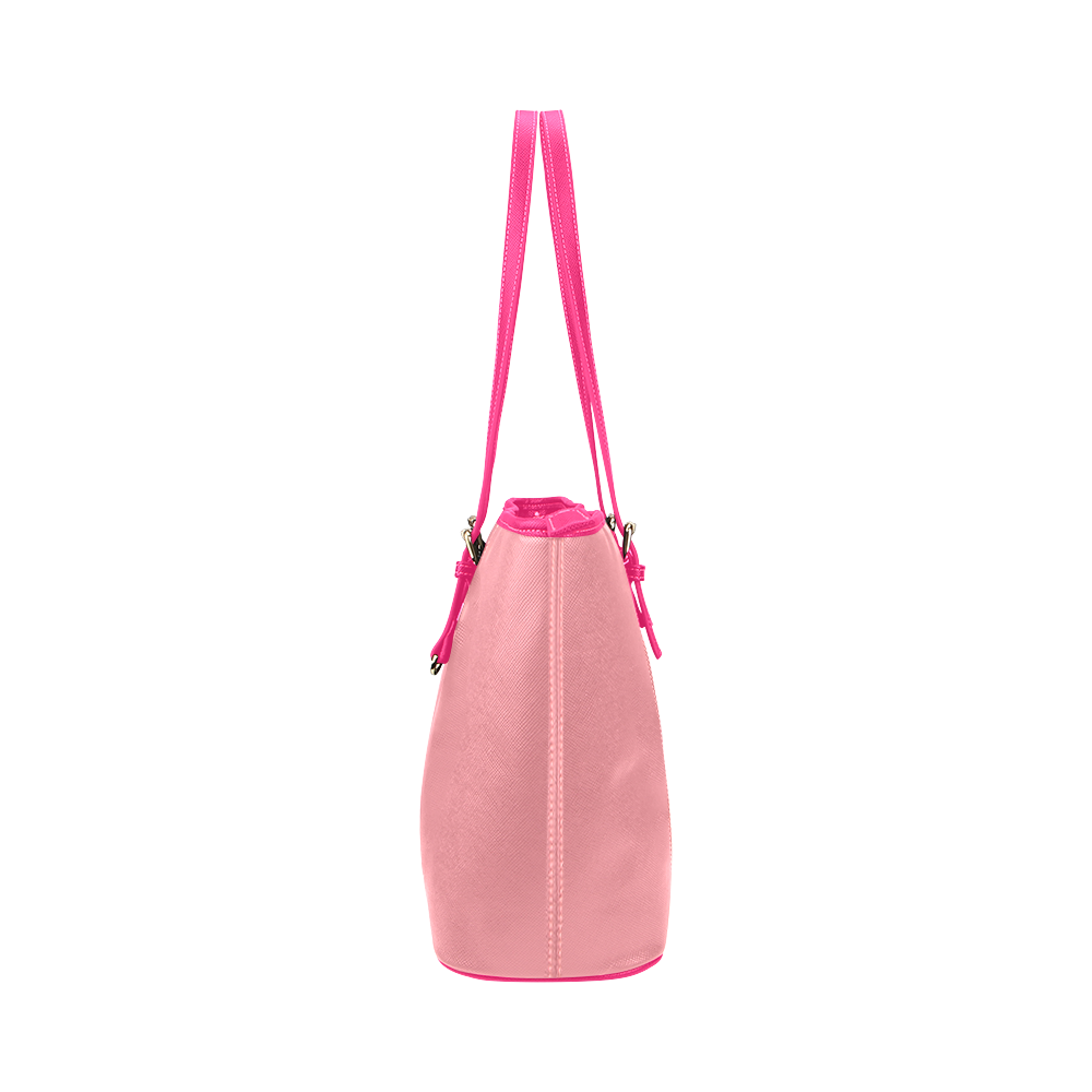 Flamingo Pink Leather Tote Bag/Large (Model 1651)