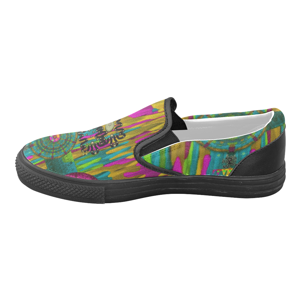 Troll In the Rainbows looking good Men's Unusual Slip-on Canvas Shoes (Model 019)