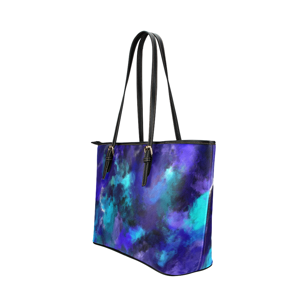 Midnight Storm Oil Painting Leather Tote Bag/Small (Model 1651)