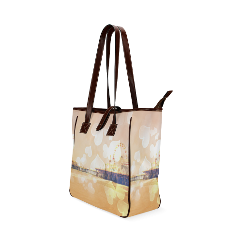Yellow Bokeh Hearts Santa Monica Pier Classic Tote Bag (Model 1644)