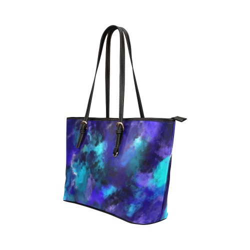 Midnight Storm Oil Painting Leather Tote Bag/Small (Model 1651)