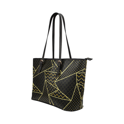 Golden Quilted Pattern Leather Tote Bag/Large (Model 1651)
