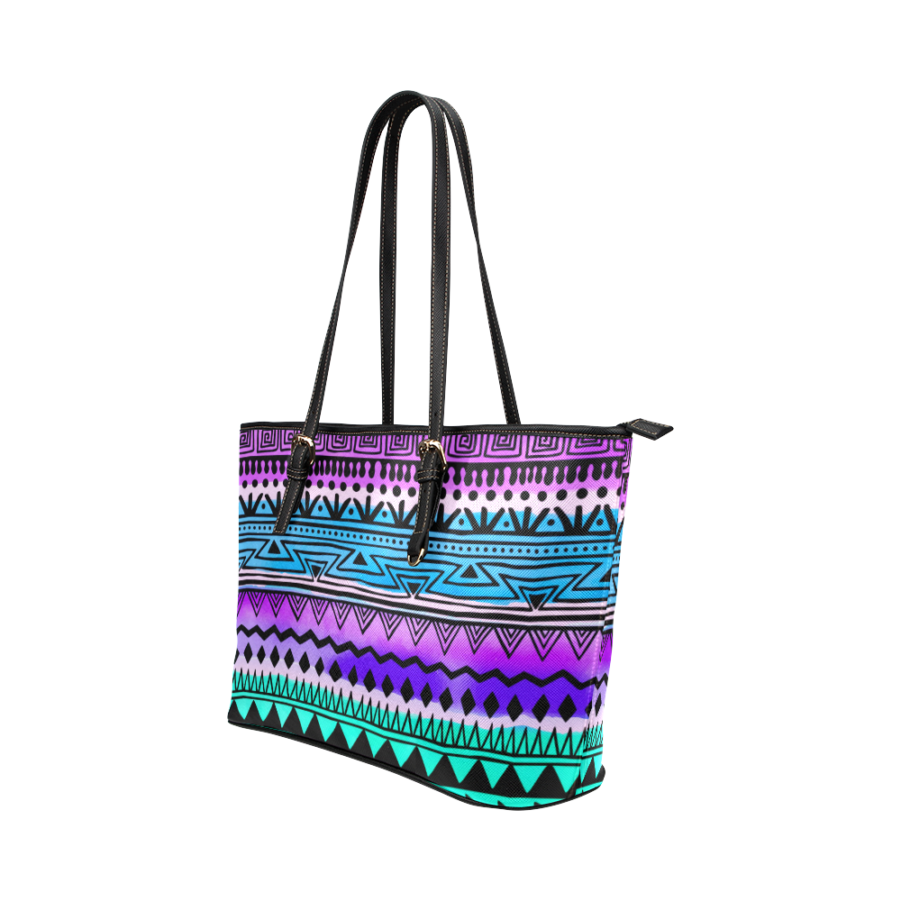 Trippy Print Pattern Leather Tote Bag main image 1