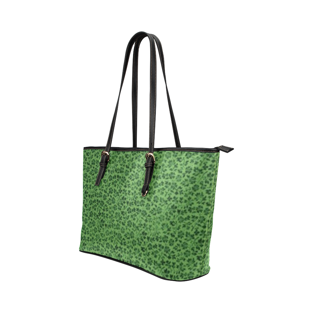 Vintage Flowers Ivy Green Leather Tote Bag/Large (Model 1651)