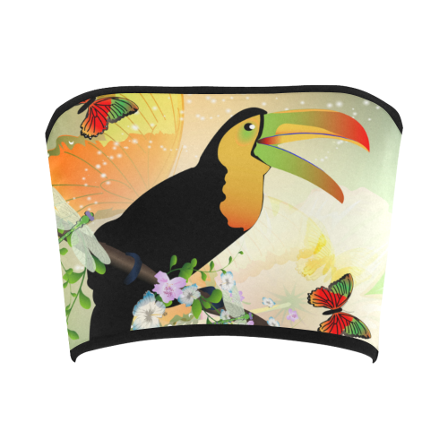 Funny toucan with flowers Bandeau Top