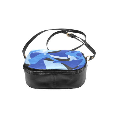 A201 Abstract Shades of Blue and Black Classic Saddle Bag/Small (Model 1648)