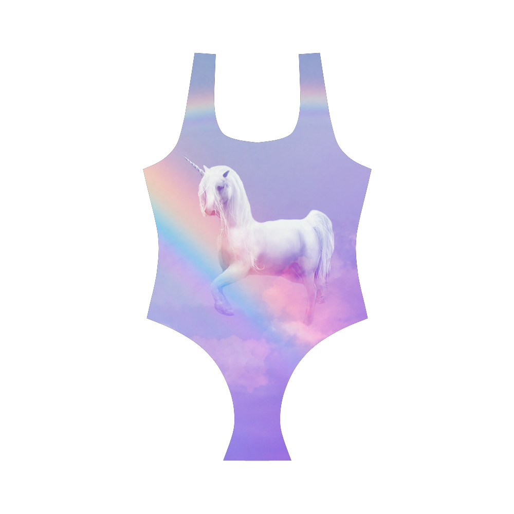Unicorn and Rainbow Vest One Piece Swimsuit (Model S04)