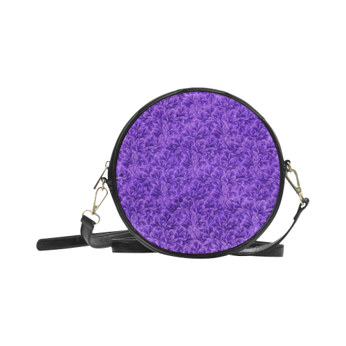 Vintage Floral Lace Leaf Amethyst Purple Round Sling Bag (Model 1647)