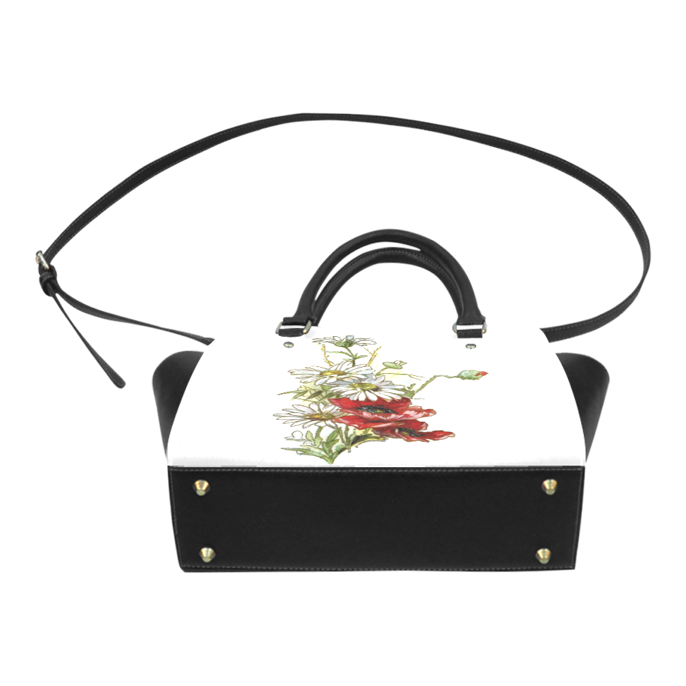 Vintage Floral Daisies Poppies Classic Shoulder Handbag (Model 1653)