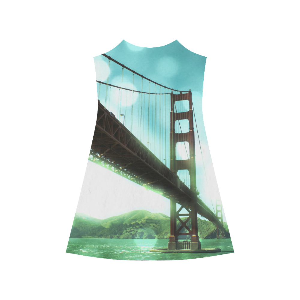 Green Bokeh Golden Gate Bridge Alcestis Slip Dress (Model D05)