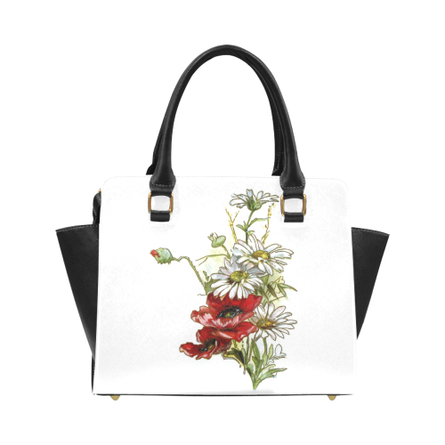 Vintage Floral Daisies Poppies Classic Shoulder Handbag (Model 1653)