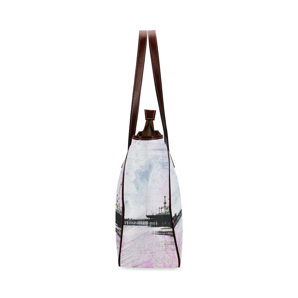 Pink Grunge Santa Monica Pier Classic Tote Bag (Model 1644)