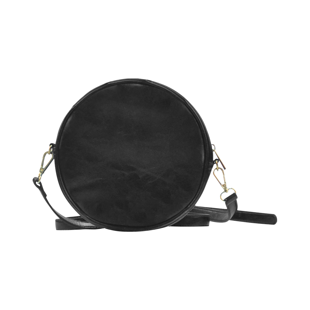 Vintage Floral Charcoal Black Round Sling Bag (Model 1647)