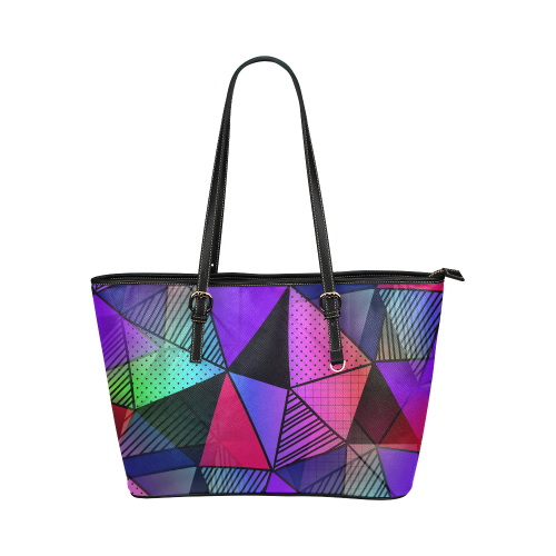 Modern Triangles Leather Tote Bag/Small (Model 1651)